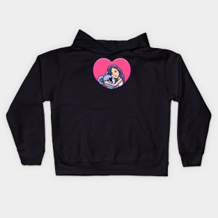 Cute Girl Hug Koala In Love Heart Cartoon Kids Hoodie